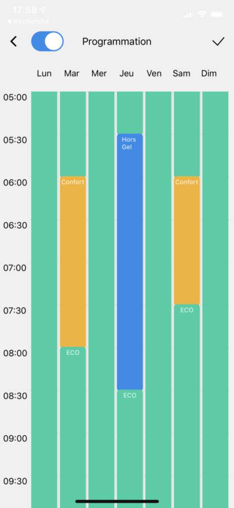 Programmation des Horaire