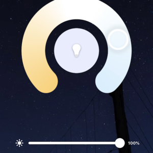 Capture d'écran de l'app, réglage blanc froid, ambiance lumineuse