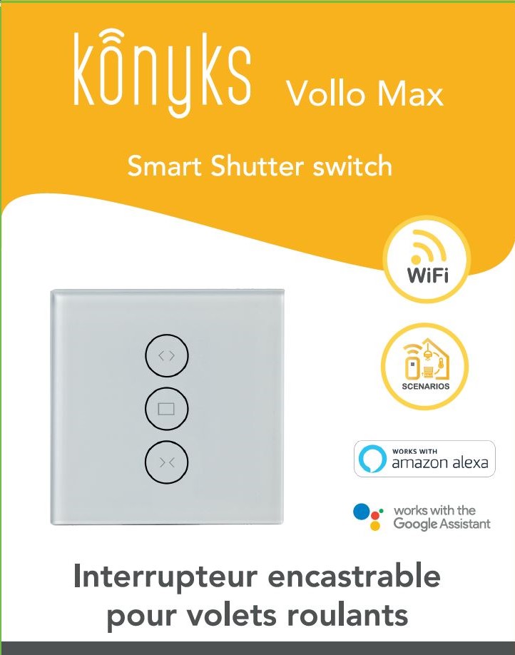 Interrupteur volets roulants WiFi/Bluetooth rétroéclairage réglable Vollo  Max Easy - KONYKS - Mr.Bricolage