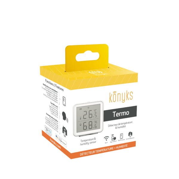 Konyks Termo, Thermomètre Hygromètre connecté Wi-Fi, Lecture à distance,  déclenche d'autres appareils Konyks en fonction des mesures, Compatible  Alexa
