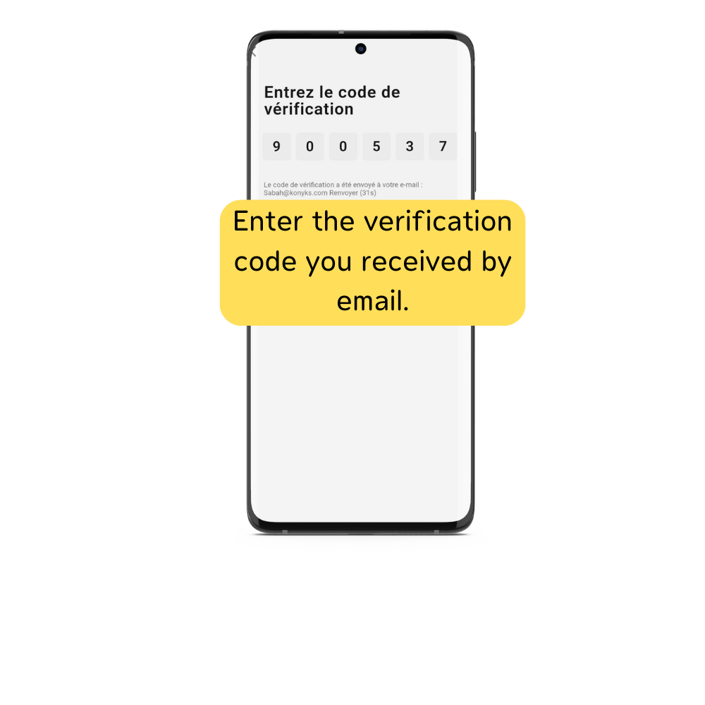 Enter the verification code you received by email.