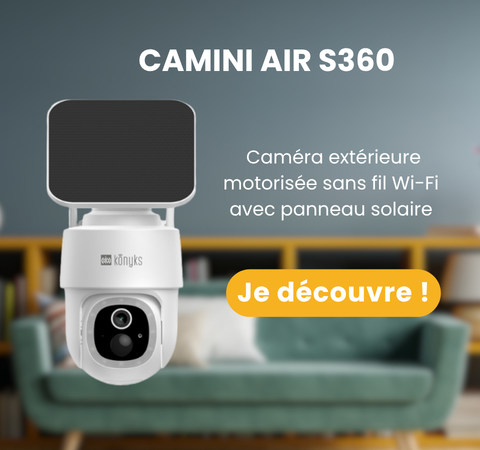 CAMINI AIR S360, Caméra extérieure motorisée sans fil Wi-Fi avec panneau solaire