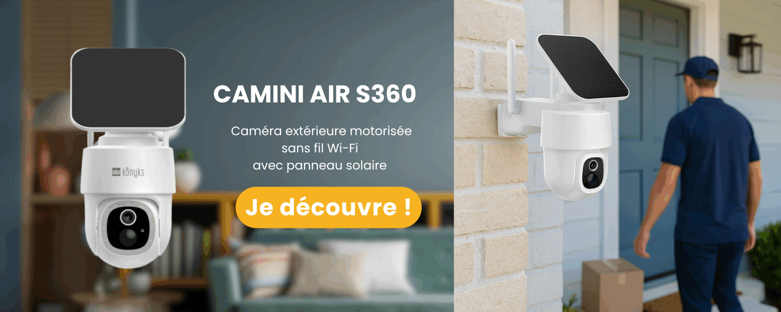 CAMINI AIR S360, Caméra extérieure motorisée sans fil Wi-Fi avec panneau solaire